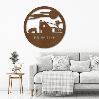 Southern Sky Farm Scene Custom Name Steel Wall Sign - Mallard Moon Gift Shop