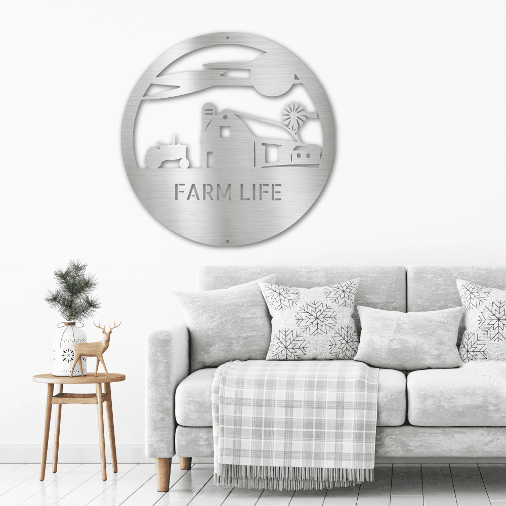 Southern Sky Farm Scene Custom Name Steel Wall Sign - Mallard Moon Gift Shop
