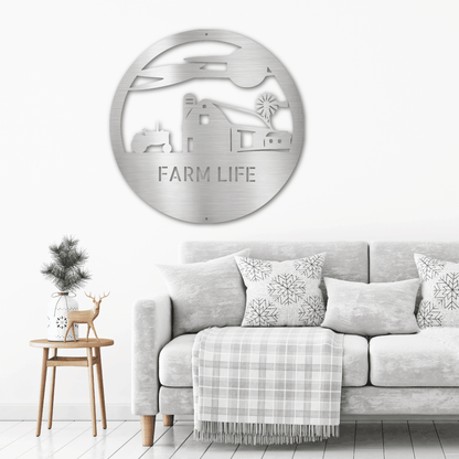 Southern Sky Farm Scene Custom Name Steel Wall Sign - Mallard Moon Gift Shop