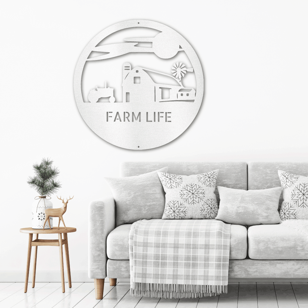 Southern Sky Farm Scene Custom Name Steel Wall Sign - Mallard Moon Gift Shop