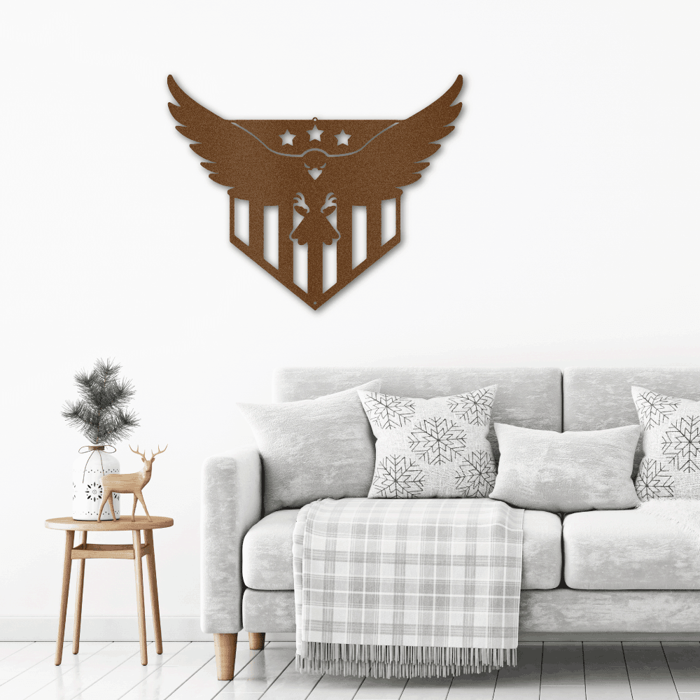 Swooping Eagle Patriotic Indoor Outdoor Steel Wall Sign - Mallard Moon Gift Shop