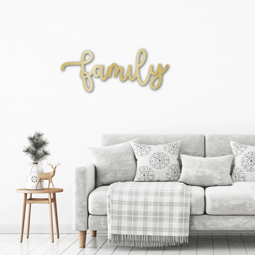 Family Script Indoor Outdoor Metal Wall Art - Mallard Moon Gift Shop