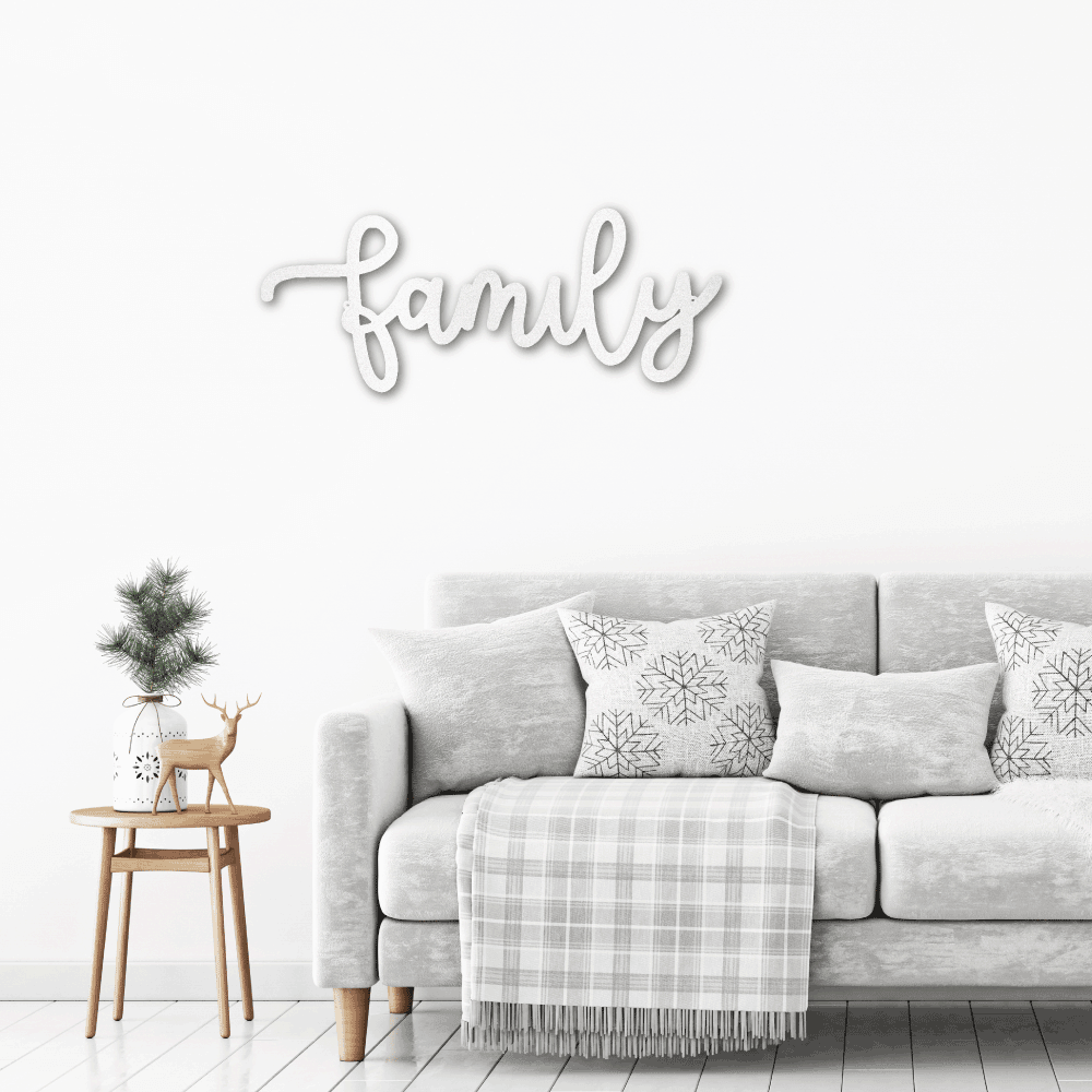 Family Script Indoor Outdoor Metal Wall Art - Mallard Moon Gift Shop