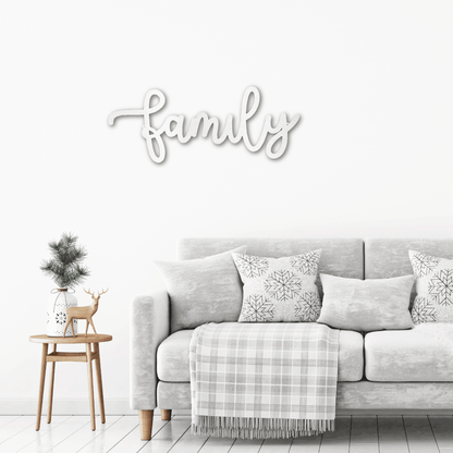 Family Script Indoor Outdoor Metal Wall Art - Mallard Moon Gift Shop