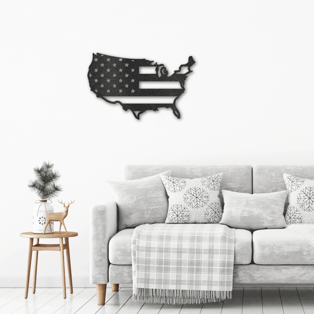 USA Flag Indoor Outdoor Steel Wall Sign Art - Mallard Moon Gift Shop
