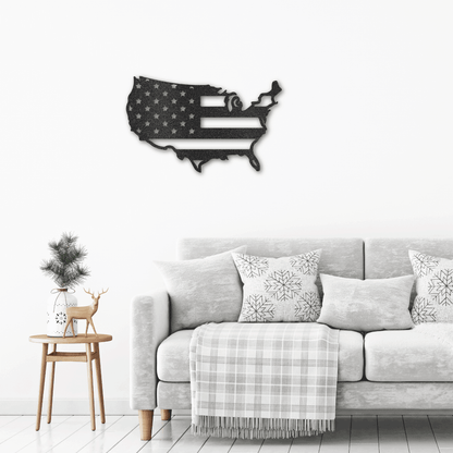 USA Flag Indoor Outdoor Steel Wall Sign Art - Mallard Moon Gift Shop