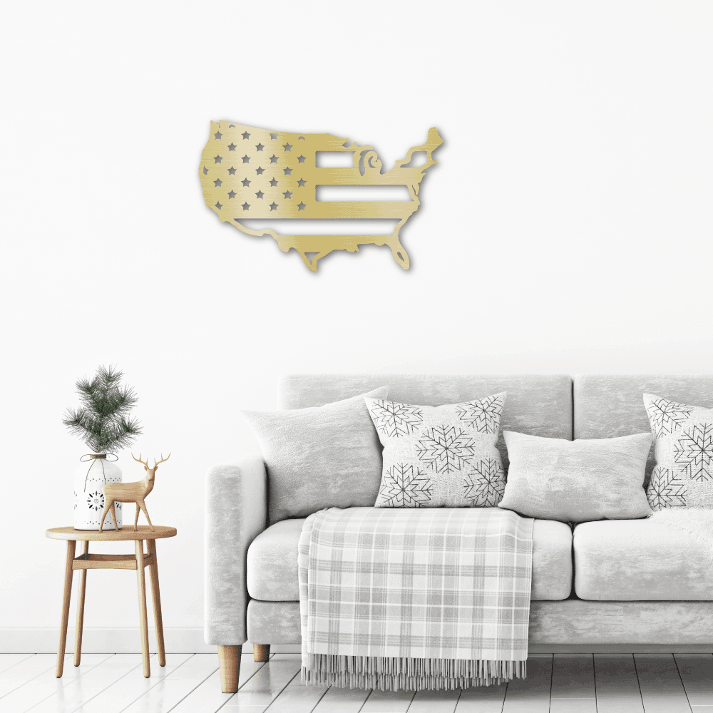 USA Flag Indoor Outdoor Steel Wall Sign Art - Mallard Moon Gift Shop