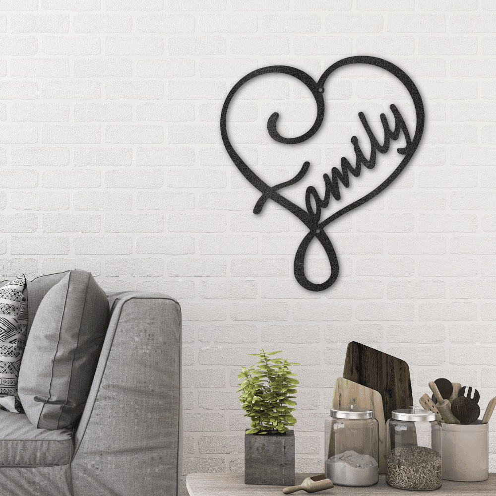 Family Love Indoor Outdoor Steel Wall Sign Metal Art - Mallard Moon Gift Shop
