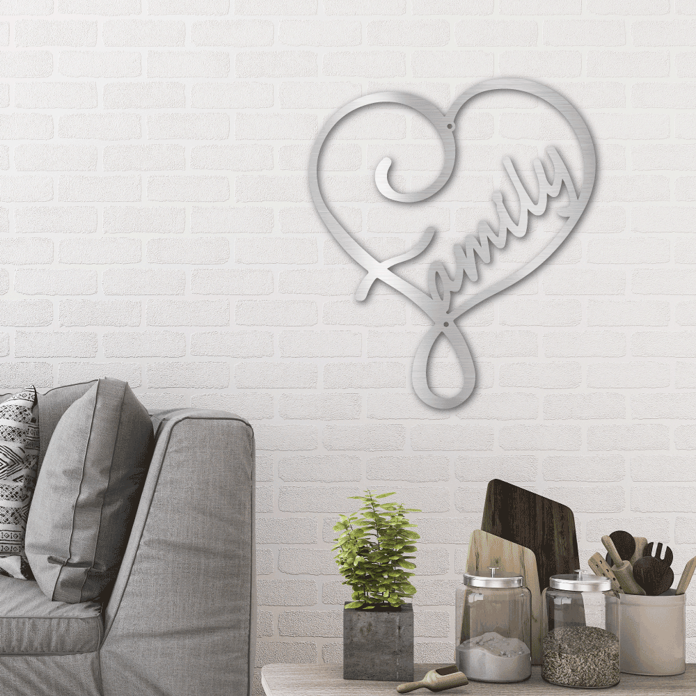 Family Love Indoor Outdoor Steel Wall Sign Metal Art - Mallard Moon Gift Shop