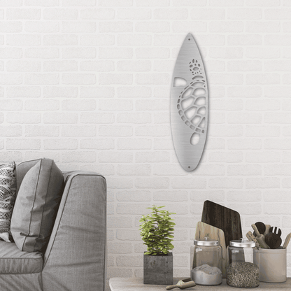 Surfboard Sea Turtle Indoor Outdoor Steel Wall Sign - Mallard Moon Gift Shop