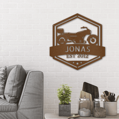 Motorcycle Custom Name Metal Wall Art Sign - Mallard Moon Gift Shop