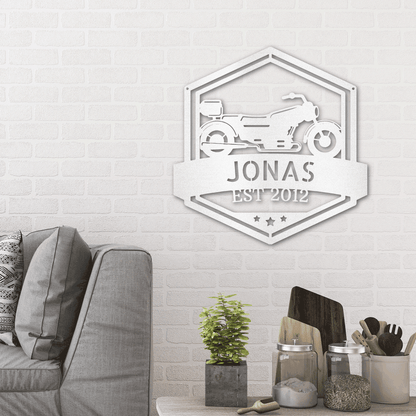 Motorcycle Custom Name Metal Wall Art Sign - Mallard Moon Gift Shop