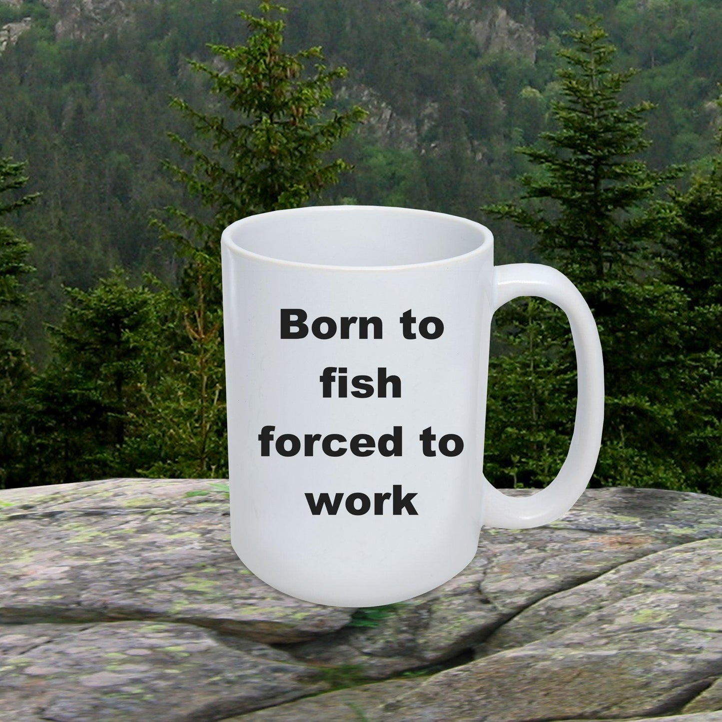 Fisherman gift - Born to Fish Forced to Work Coffee Mug - Mallard Moon Gift Shop