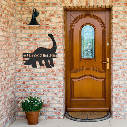 Dinosaur Brachiosaurus Personalized Metal Wall Art Sign - Mallard Moon Gift Shop
