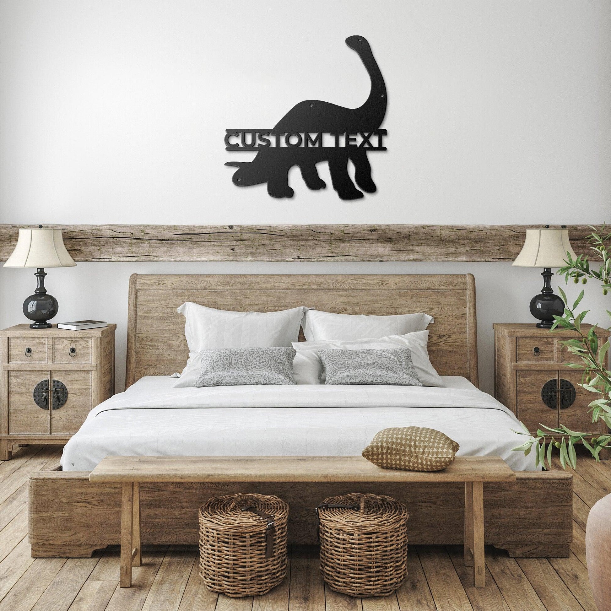Dinosaur Brachiosaurus Personalized Metal Wall Art Sign - Mallard Moon Gift Shop