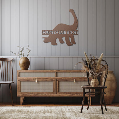 Dinosaur Brachiosaurus Personalized Metal Wall Art Sign - Mallard Moon Gift Shop