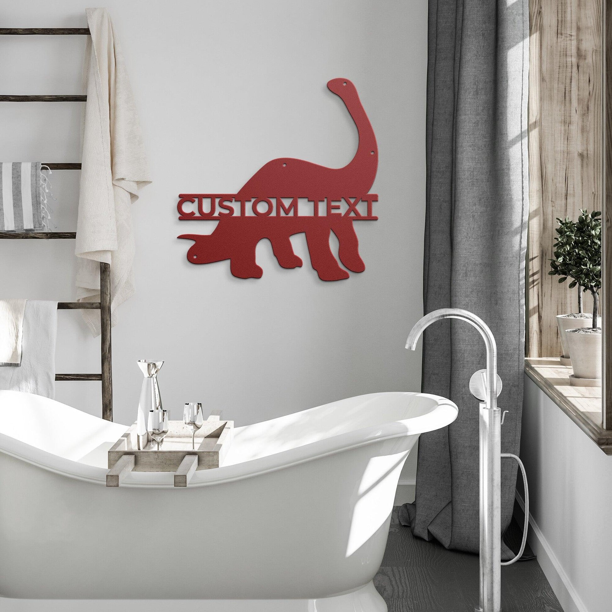 Dinosaur Brachiosaurus Personalized Metal Wall Art Sign - Mallard Moon Gift Shop