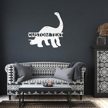 Dinosaur Brachiosaurus Personalized Metal Wall Art Sign - Mallard Moon Gift Shop