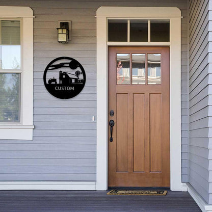 Southern Sky Farm Scene Custom Name Steel Wall Sign - Mallard Moon Gift Shop