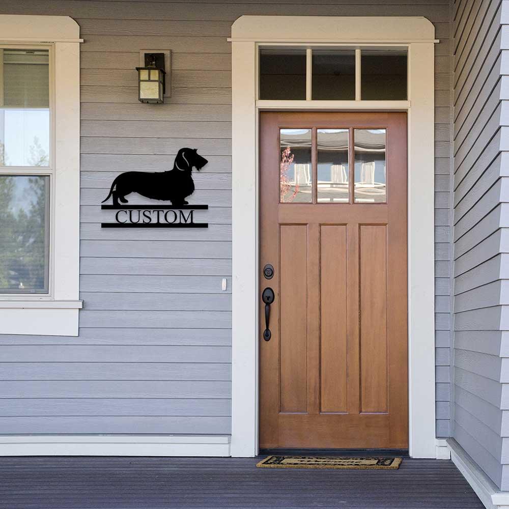 Dachshund Wire Haired Custom Name Metal Wall Sign - Mallard Moon Gift Shop