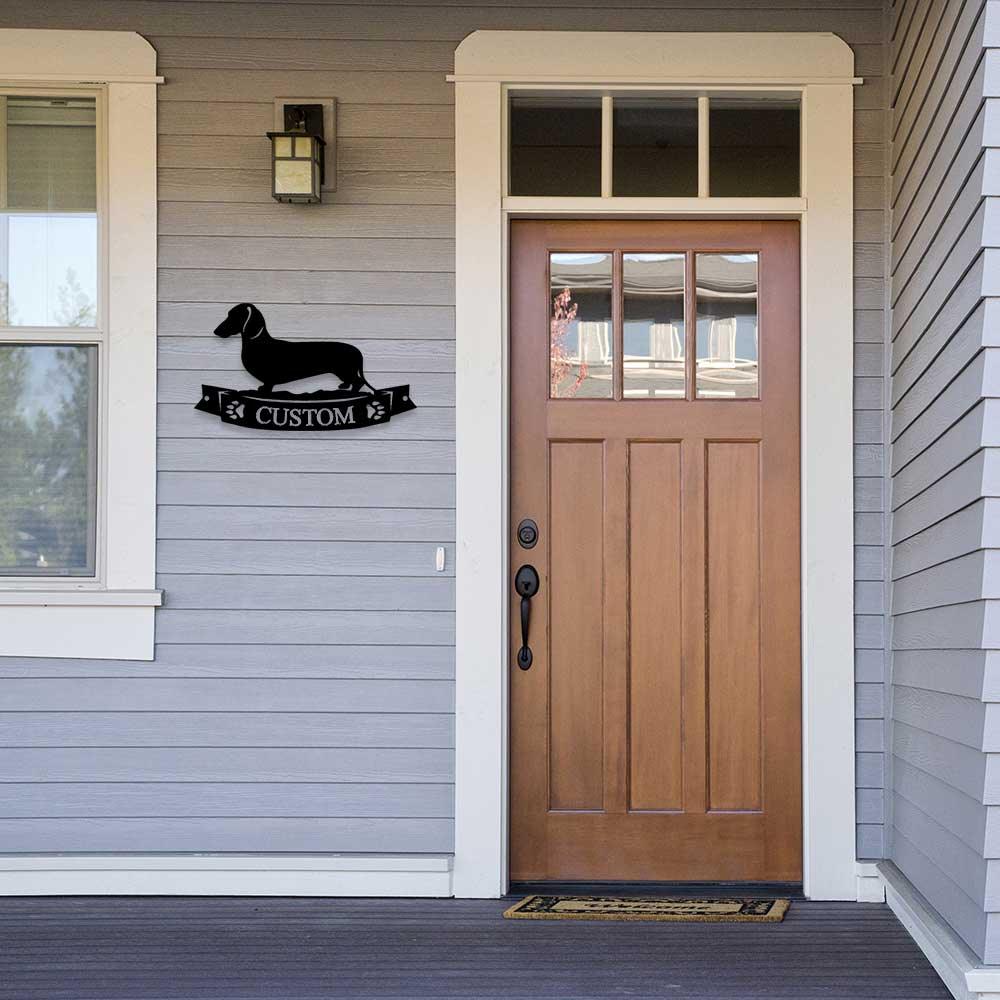 Dachshund Banner Monogram - Steel Sign - Mallard Moon Gift Shop