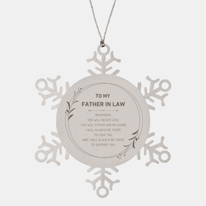 Father In Law Ornament Gifts, To My Father In Law Remember, you will never lose. You will either WIN or LEARN, Keepsake Snowflake Ornament For Father In Law, Birthday Christmas Gifts Ideas For Father In Law X-mas Gifts