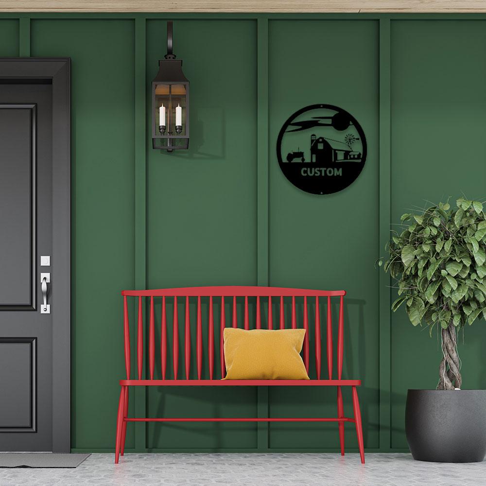 Southern Sky Farm Scene Custom Name Steel Wall Sign - Mallard Moon Gift Shop