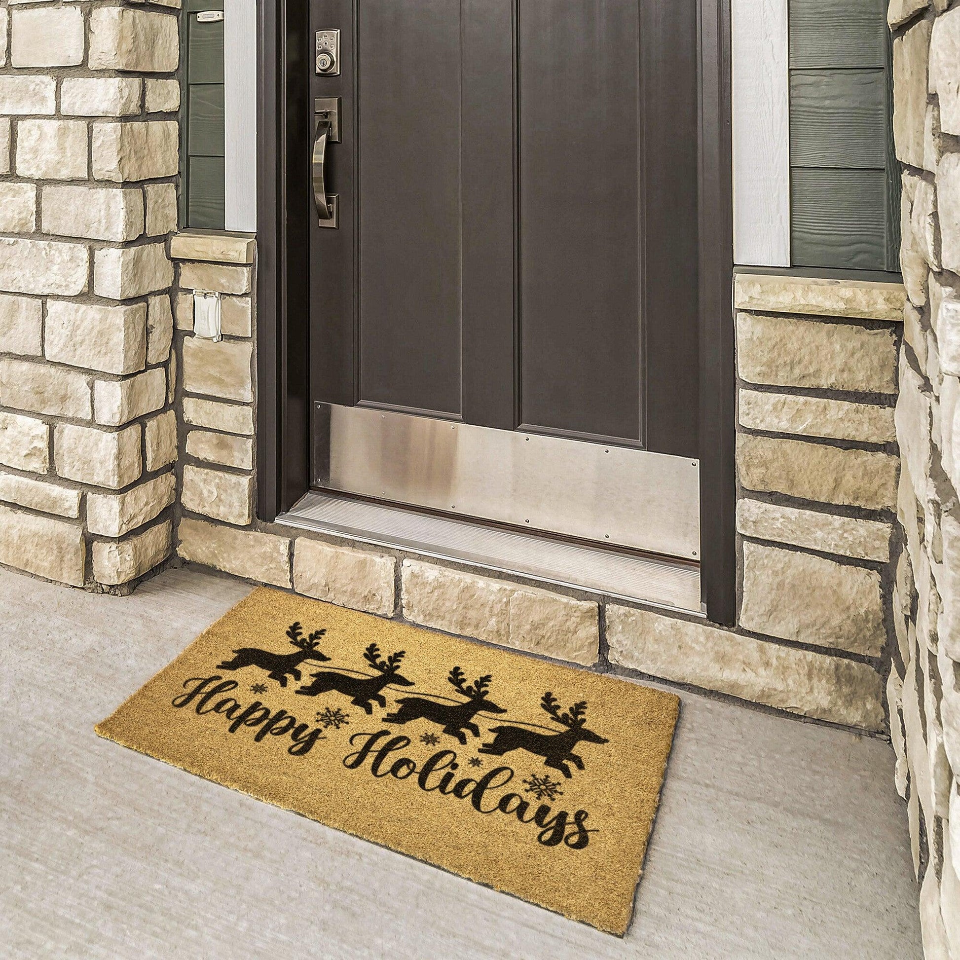 Happy Holidays Reindeer Outdoor Mat - Mallard Moon Gift Shop