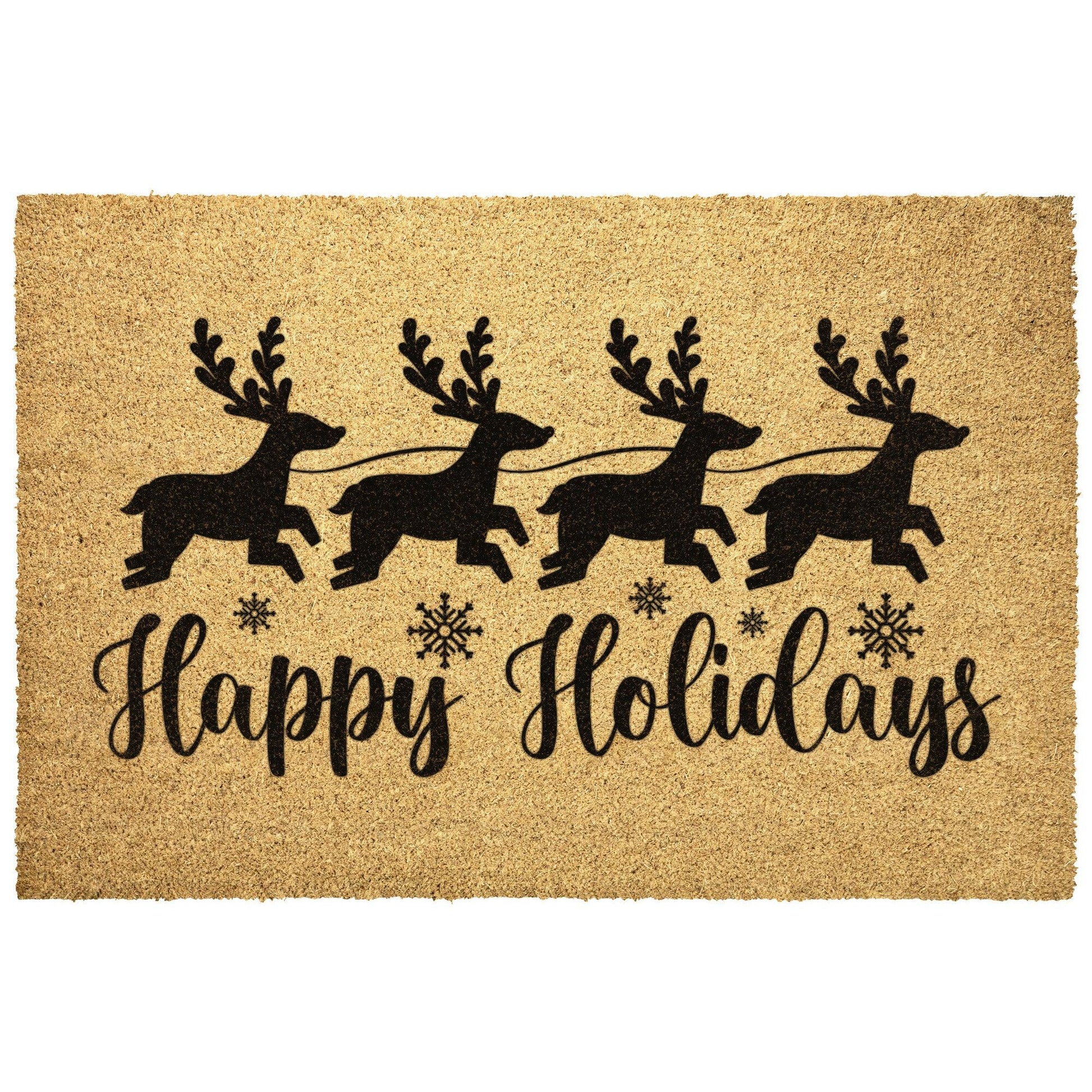 Happy Holidays Reindeer Outdoor Mat - Mallard Moon Gift Shop