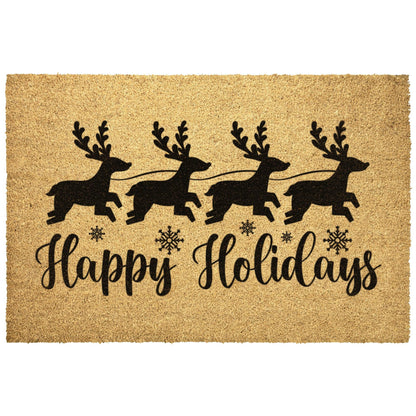 Happy Holidays Reindeer Outdoor Mat - Mallard Moon Gift Shop