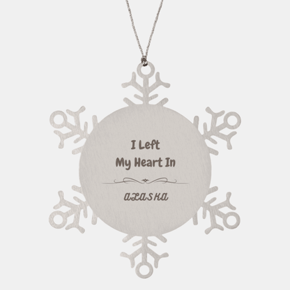 I Left My Heart In Alaska Gifts, Meaningful Alaska State for Friends, Men, Women. Snowflake Ornament for Alaska People