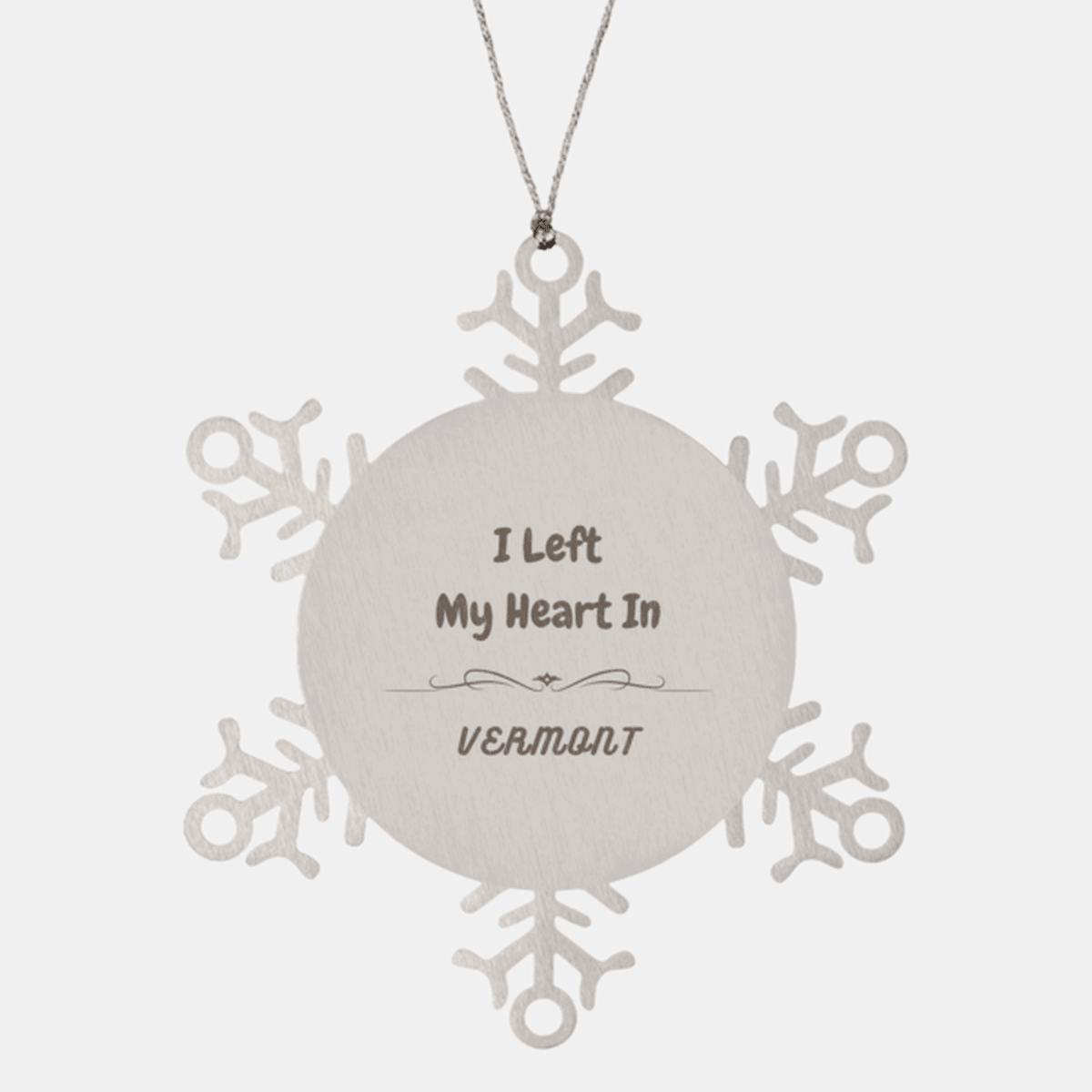 I Left My Heart In Vermont Gifts, Meaningful Vermont State for Friends, Men, Women. Snowflake Ornament for Vermont People