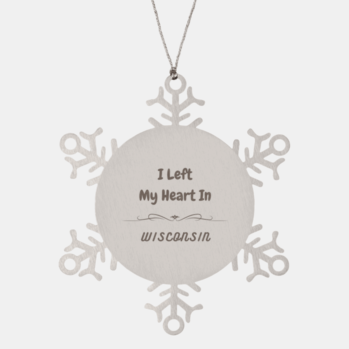 I Left My Heart In Wisconsin Gifts, Meaningful Wisconsin State for Friends, Men, Women. Snowflake Ornament for Wisconsin People