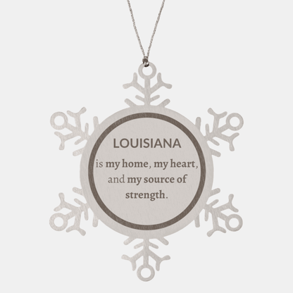 Louisiana is my Home Gifts, Amazing Louisiana Birthday, Christmas Engraved Stainless Steel Snowflake Ornament For People from Louisiana, Men, Women, Friends