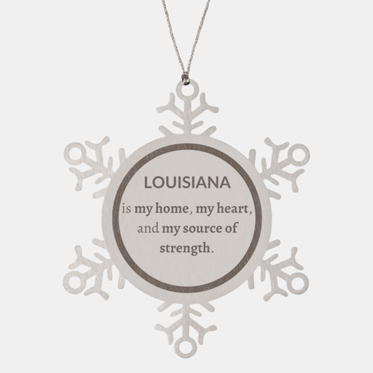 Louisiana is my Home Gifts, Amazing Louisiana Birthday, Christmas Engraved Stainless Steel Snowflake Ornament For People from Louisiana, Men, Women, Friends