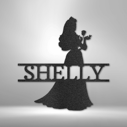 Princess Silhouette Monogram Metal Art Steel Wall Sign - Mallard Moon Gift Shop