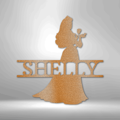 Princess Silhouette Monogram Metal Art Steel Wall Sign - Mallard Moon Gift Shop