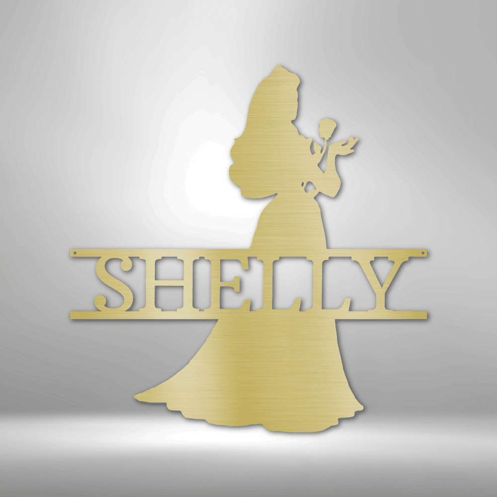 Princess Silhouette Monogram Metal Art Steel Wall Sign - Mallard Moon Gift Shop