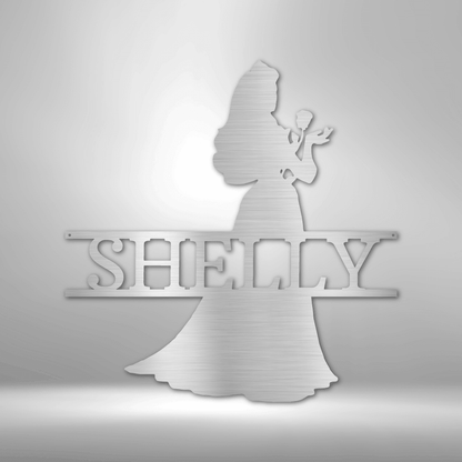 Princess Silhouette Monogram Metal Art Steel Wall Sign - Mallard Moon Gift Shop