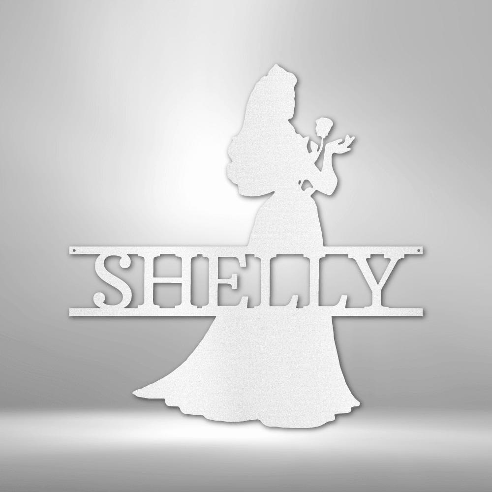 Princess Silhouette Monogram Metal Art Steel Wall Sign - Mallard Moon Gift Shop