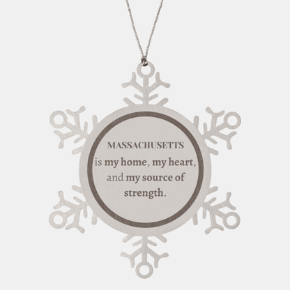 Massachusetts is my home Gifts, Lovely Massachusetts Birthday Christmas Snowflake Ornament For People from Massachusetts, Men, Women, Friends