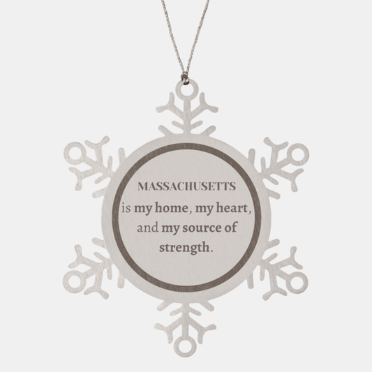 Massachusetts is my home Gifts, Lovely Massachusetts Birthday Christmas Snowflake Ornament For People from Massachusetts, Men, Women, Friends