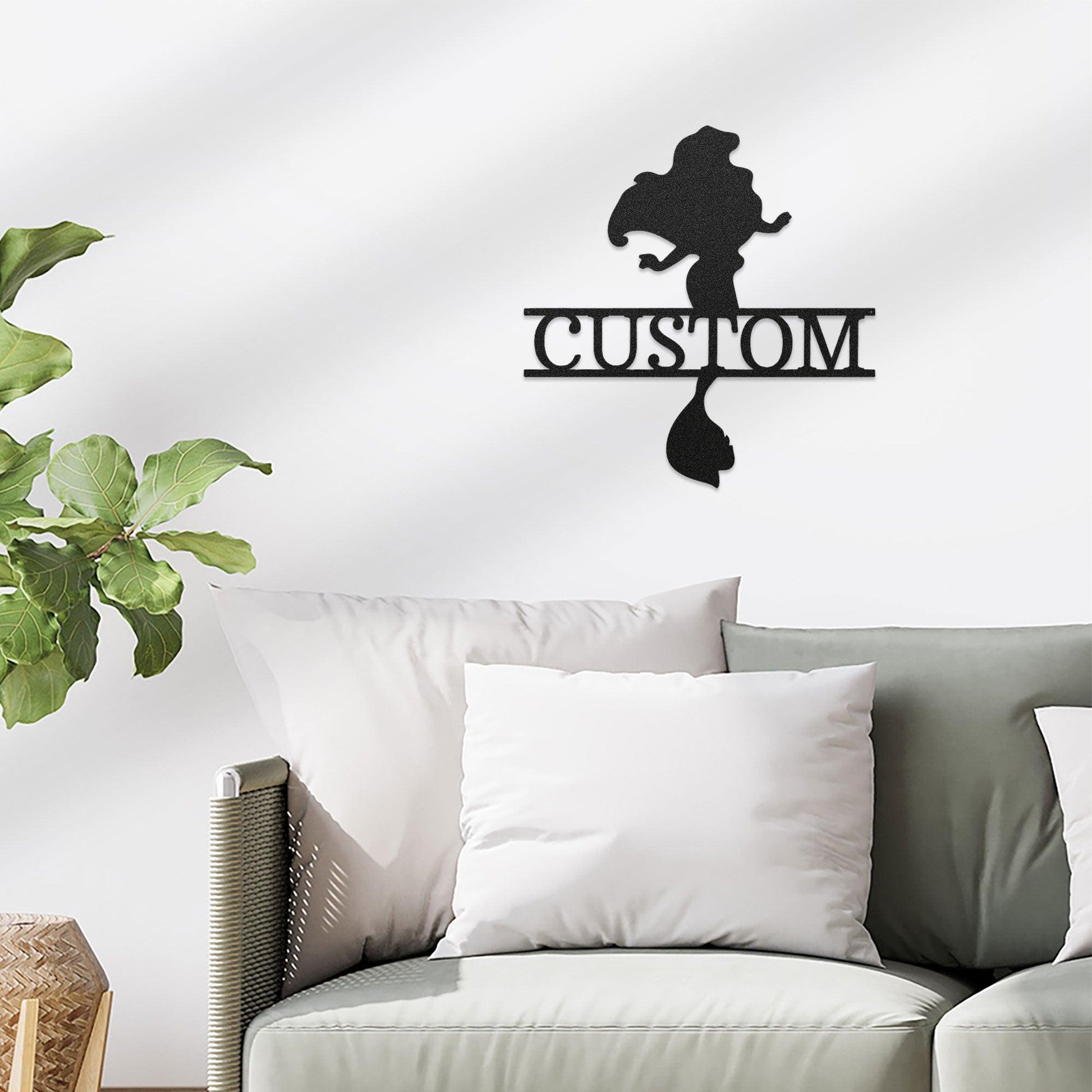 Princess Silhouette Monogram Metal Art Steel Wall Sign - Mallard Moon Gift Shop