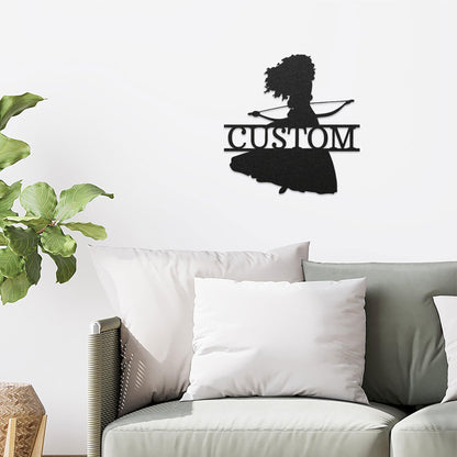 Princess Silhouette Monogram Metal Art Steel Wall Sign - Mallard Moon Gift Shop