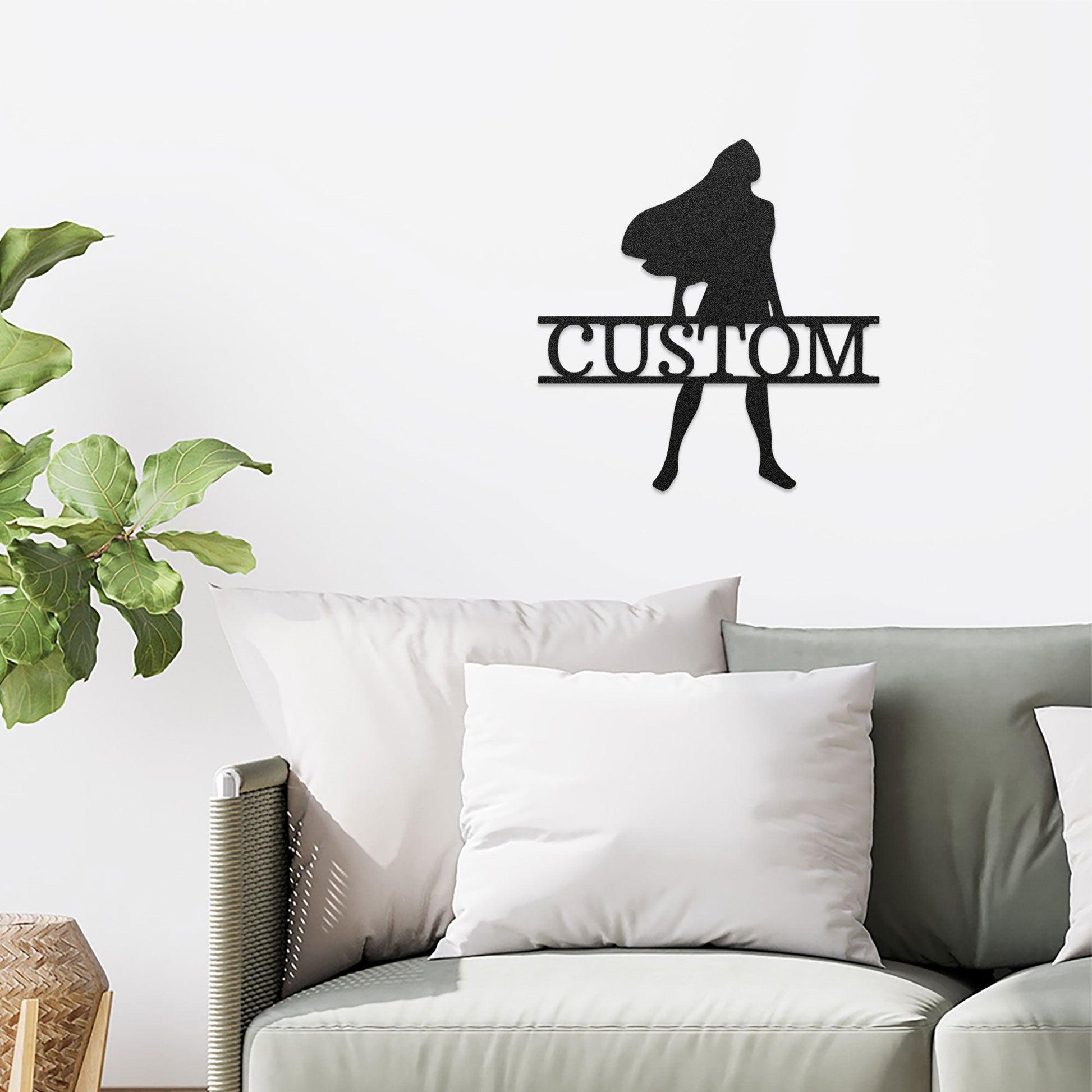 Princess Silhouette Monogram Metal Art Steel Wall Sign - Mallard Moon Gift Shop