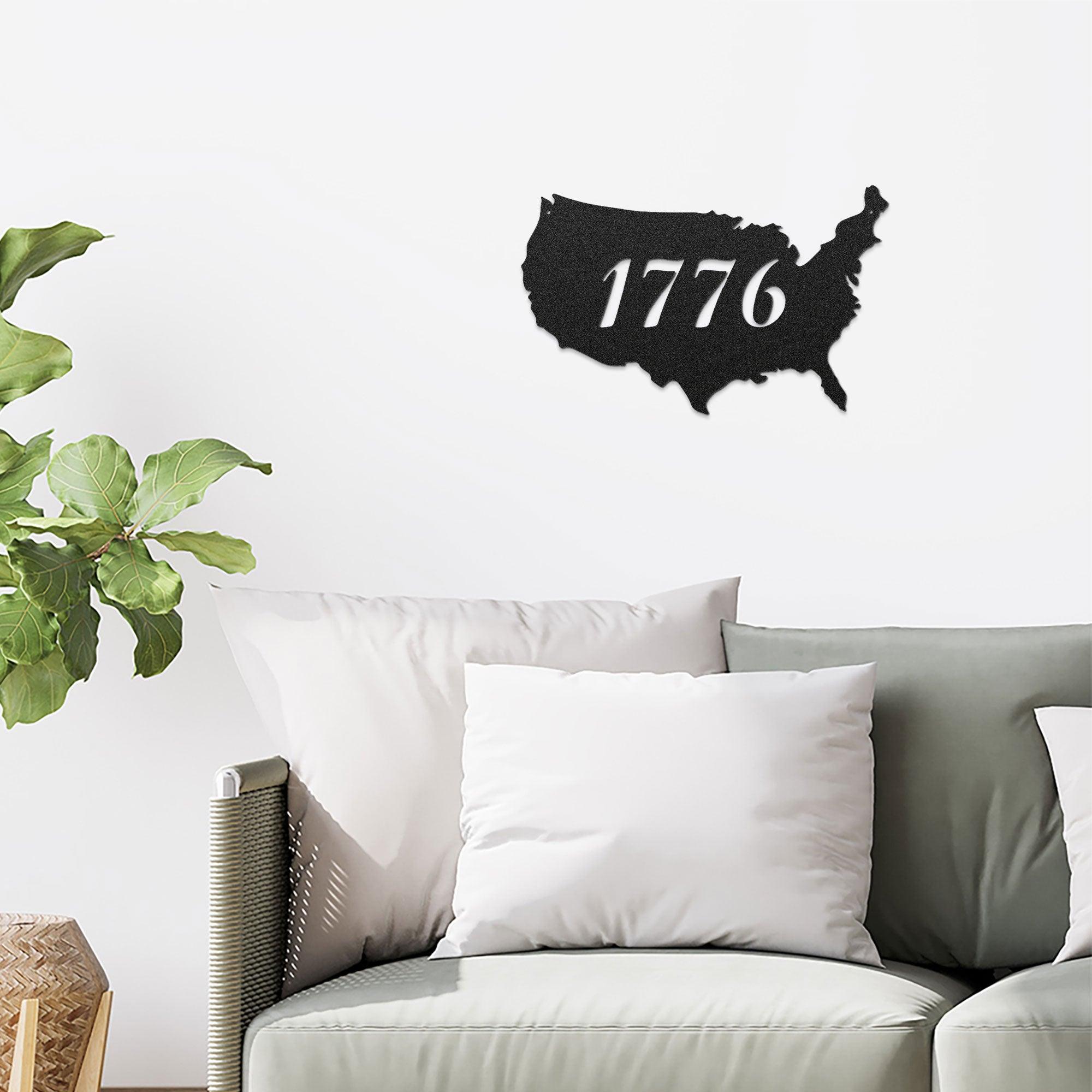Patriotic Gift 1776 Metal Art Steel Wall Sign - Mallard Moon Gift Shop
