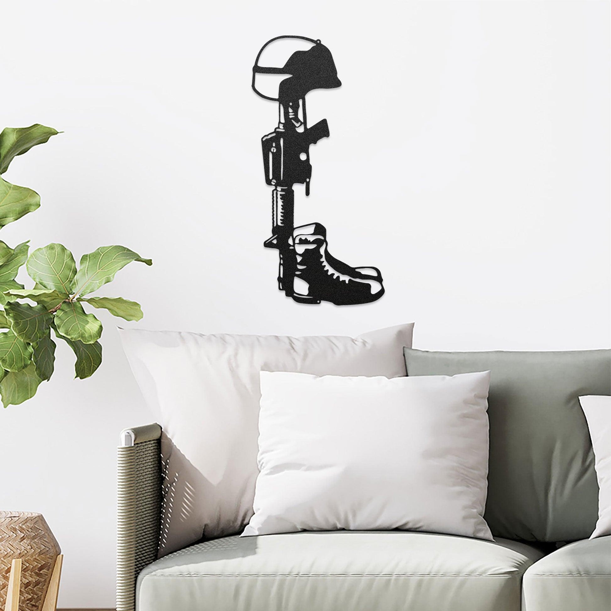 Fallen Soldier Memorial Metal Art Wall Sign - Mallard Moon Gift Shop