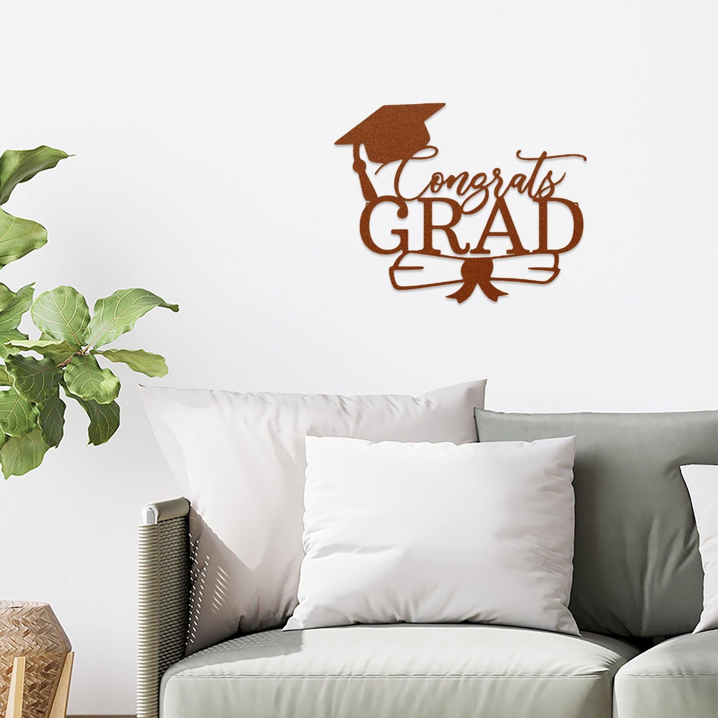 Congrats Grad Cap and Diploma Metal Art Steel Wall Sign Graduation Gift - Mallard Moon Gift Shop