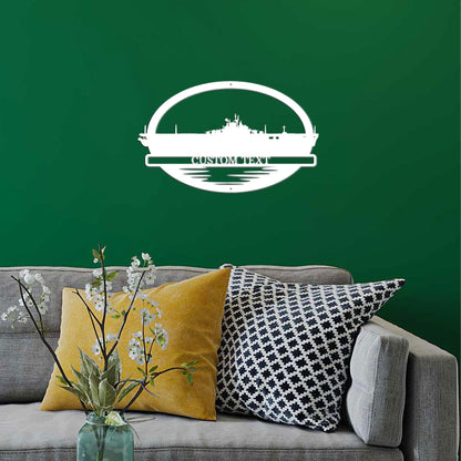 Navy Battleship USS Wasp Silhouette Custom Metal Art Wall Sign - Mallard Moon Gift Shop