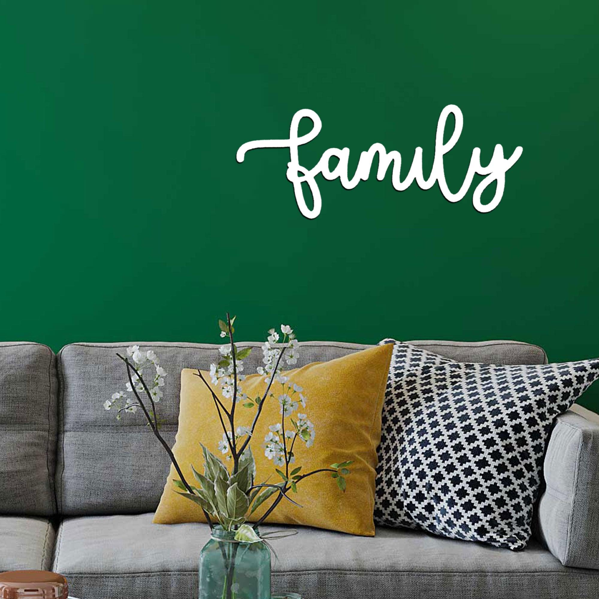 Family Script Indoor Outdoor Metal Wall Art - Mallard Moon Gift Shop